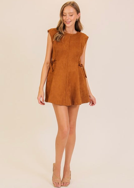 It's Just Right Camel Colored Fit and Flare Dress