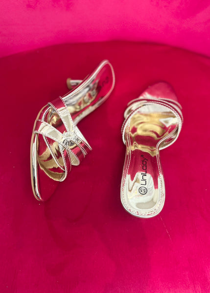 The Lovely Gold Metallic Dressy Kitten Heel Shoe