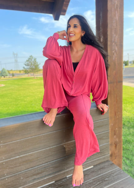 Lounge Love French Rose Ultra Soft Wide Leg Pant
