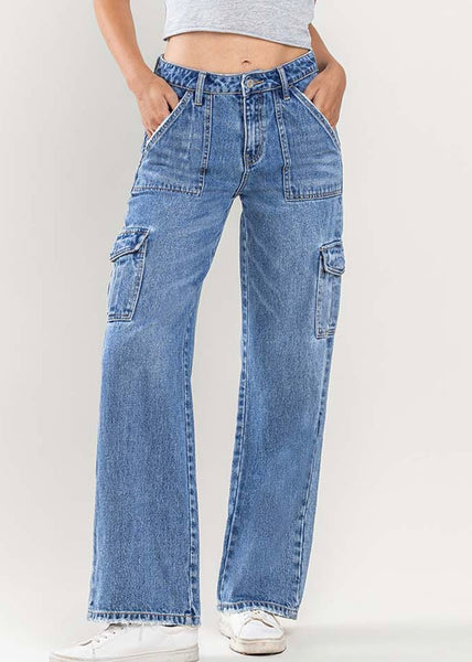 Callie Mid Rise Wide Leg Cargo