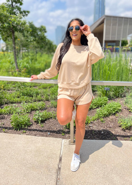 Cherish Me Lightweight Latte Shorts