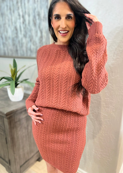 Crazy Cozy Maroon Sweater & Skirt Set