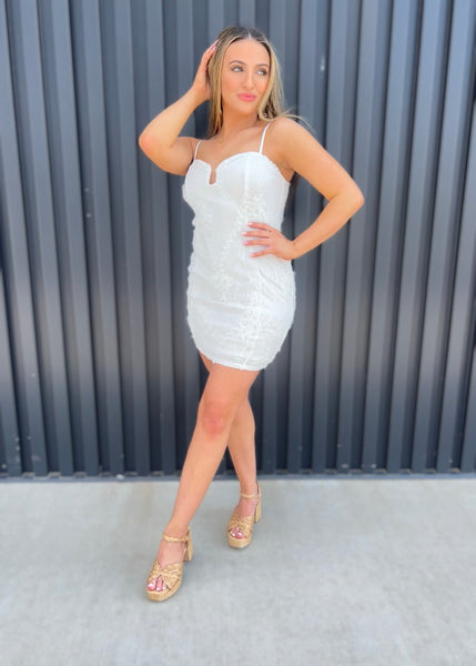 Lasting Love White Lace Overlay Mini Dress