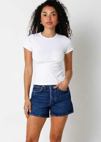 Most Popular White Basic Front Pocket Tee