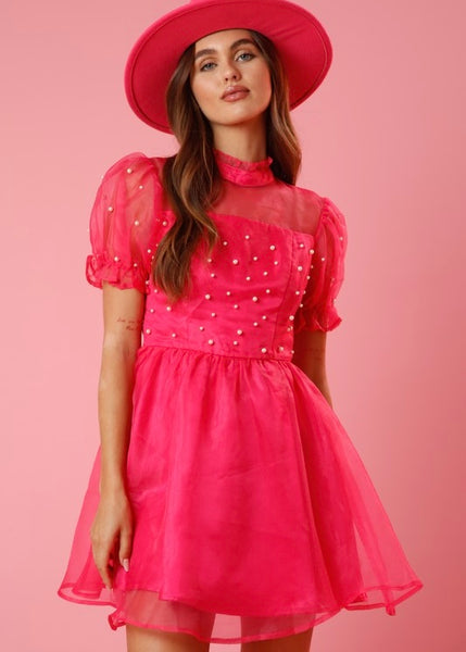 Pretty In Pink Organza & Pearl Dress