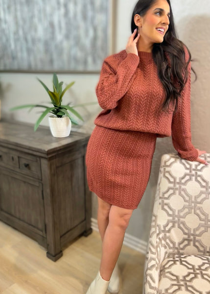 Crazy Cozy Maroon Sweater & Skirt Set