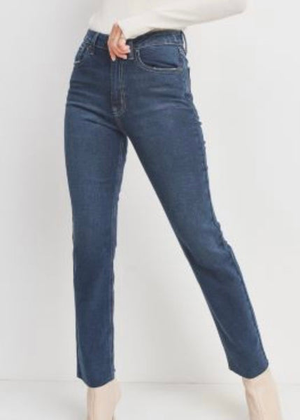 Victoria Cut Off Cropped Straight Leg Dark Denim - SIZE 25