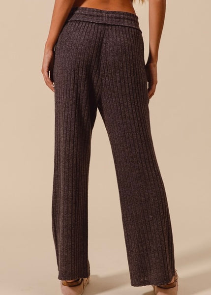 Road Trip Rib Knit Charcoal Casual Pants