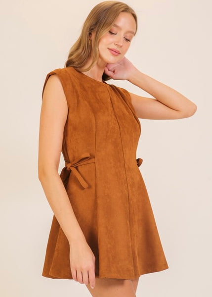 It's Just Right Camel Colored Fit and Flare Dress