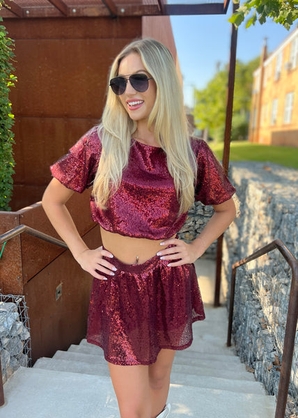 Class of My Own Sequin Bubble Top & Skort Set