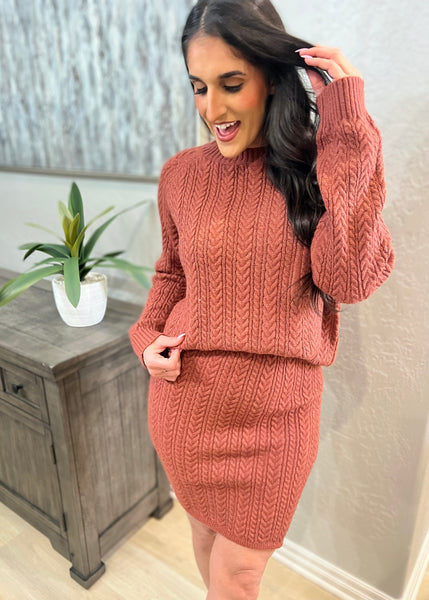Crazy Cozy Maroon Sweater & Skirt Set