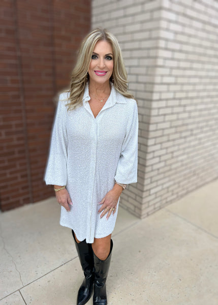 Fire And Ice White Sequin Dress