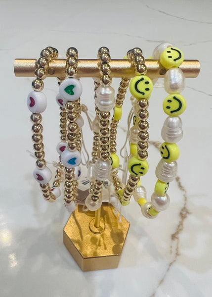 Pearl Smiley Beaded Bracelet