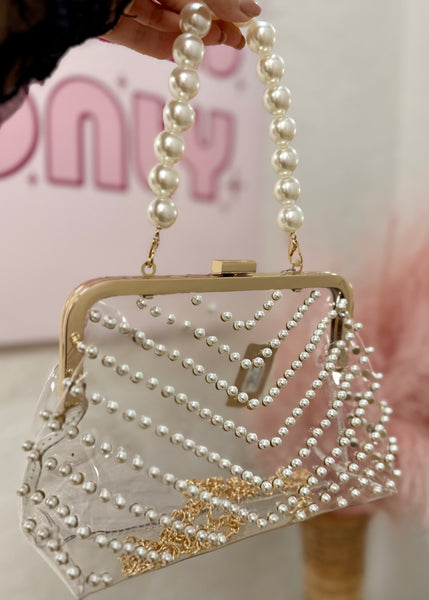 Pearl Detailed Clear Handbag