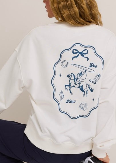YEE HAW Printed Long Sleeve Oversized Sweatshirt