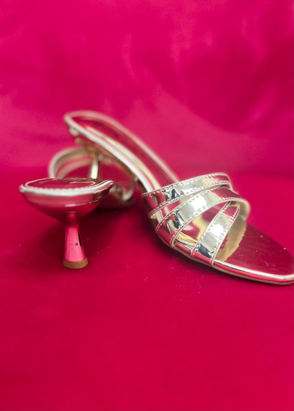 The Lovely Gold Metallic Dressy Kitten Heel Shoe