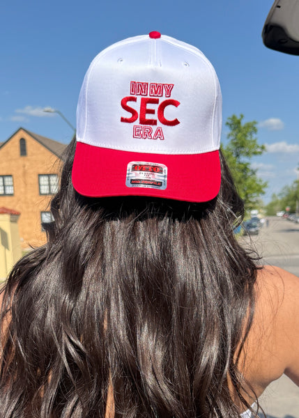 "In My SEC Era" Red & White Canvas Hat