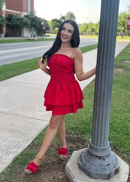 Friday Night Lights Red Strapless Dress