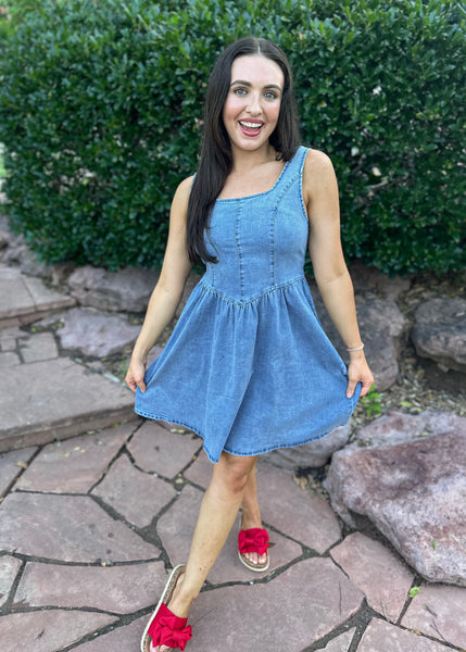 Backyard BBQ Back Bow Denim Dress