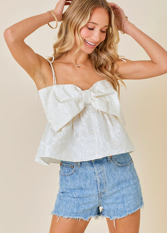 Last Girl Standing Bow Front Spaghetti Strap Top