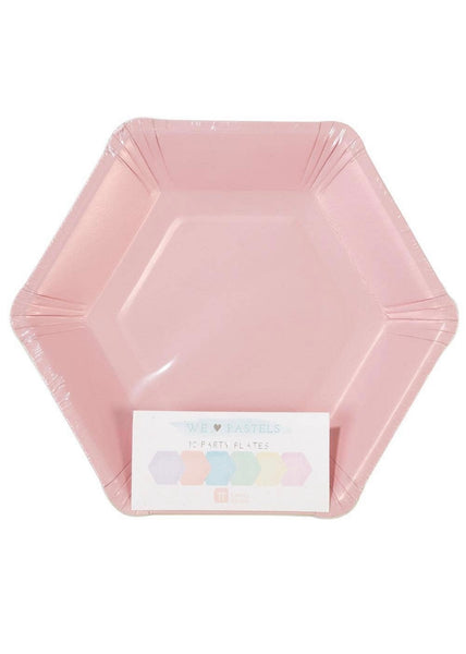 We Heart Pastels Hexagonal Shaped Plates - 12 Pack
