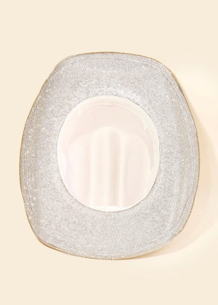 Rhinestone Trim Ivory Cowgirl Hat