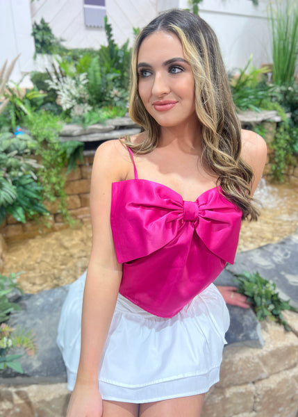 Love Train Hot Pink Bow Front Top - MEDIUM