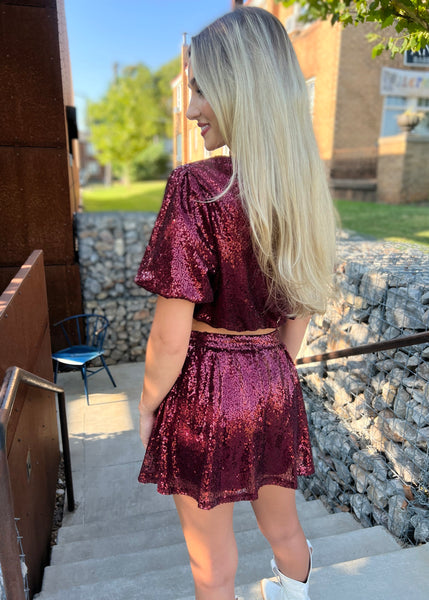 Class of My Own Sequin Bubble Top & Skort Set