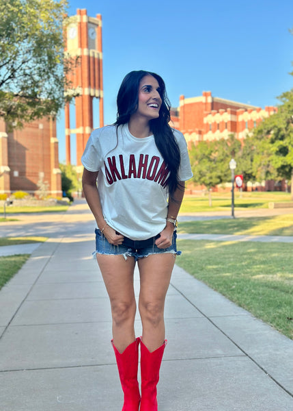 OKLAHOMA White Chenille Stadium Oversized Tee