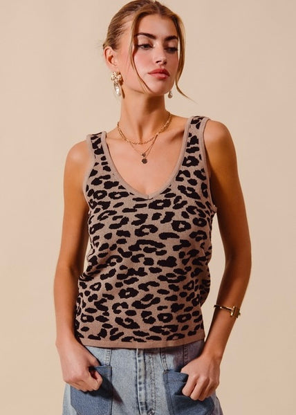 Cruel Intentions Leopard Print V Neck Tank Top