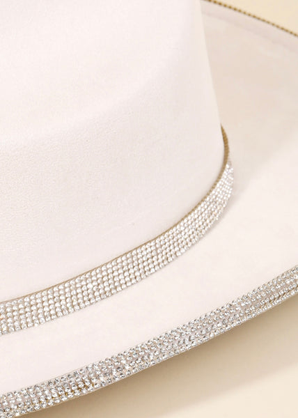 Rhinestone Trim Ivory Cowgirl Hat