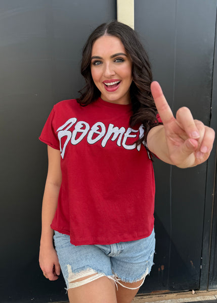 Boomer Sequin Crimson Stadium Tee