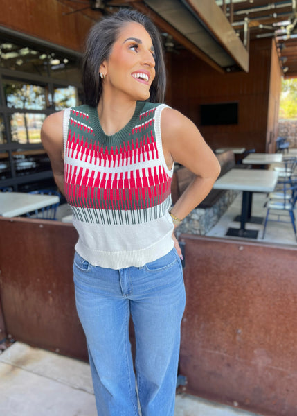 Holiday Vibes Crewneck Sweater Vest - XS