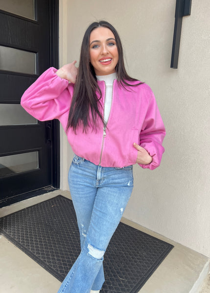Tell Me Please Pink Wool Like Brushed Jacket
