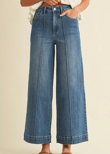 Destiny Wide Leg Pin-Tuck Denim