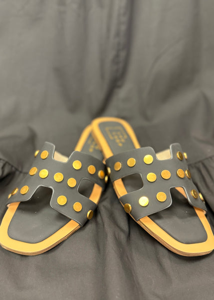 Donatella Studded Black Sandal