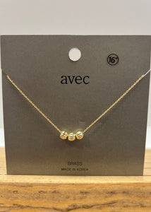 Trio Beaded Ball Gold Necklace