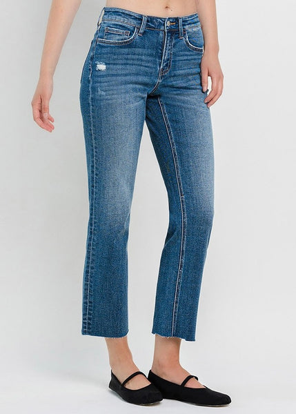 Sara Ankle Straight Mid Rise Denim