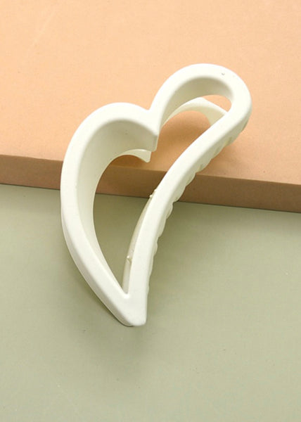 Heart Hair Claw Clips- White