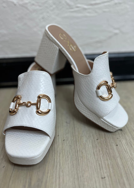 The Lina White Snake Mules