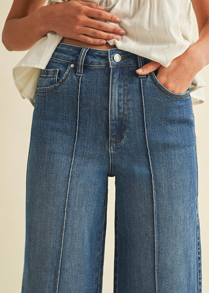 Destiny Wide Leg Pin-Tuck Denim