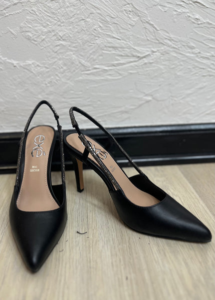 The Garda Black Rhinestone Slingback Heel