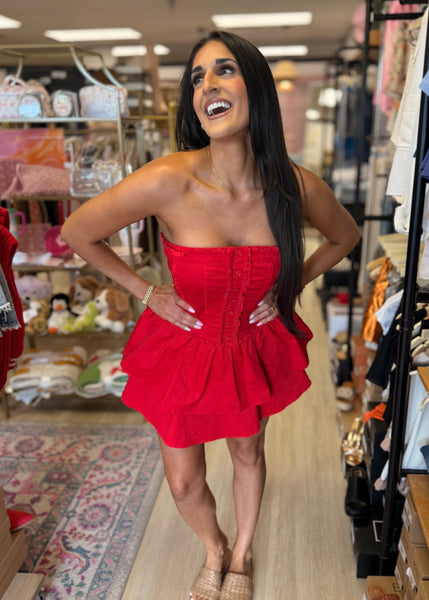 Friday Night Lights Red Strapless Dress