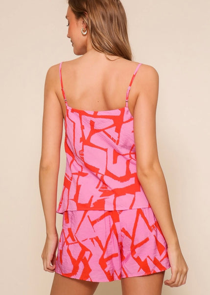 Summer Session Pink & Orange 2 Pc Short Set