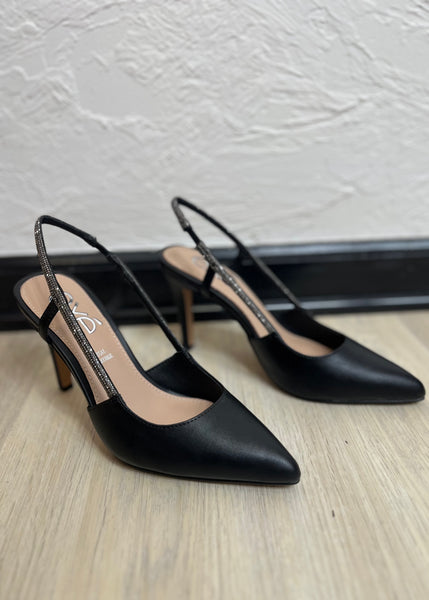 The Garda Black Rhinestone Slingback Heel