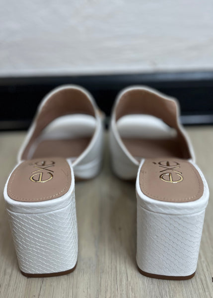 The Lina White Snake Mules