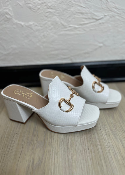 The Lina White Snake Mules