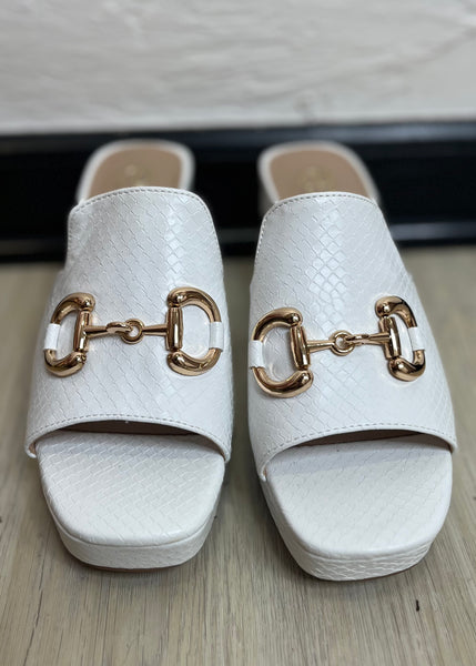 The Lina White Snake Mules