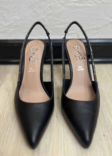 The Garda Black Rhinestone Slingback Heel