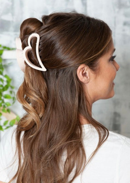 Heart Hair Claw Clips- White